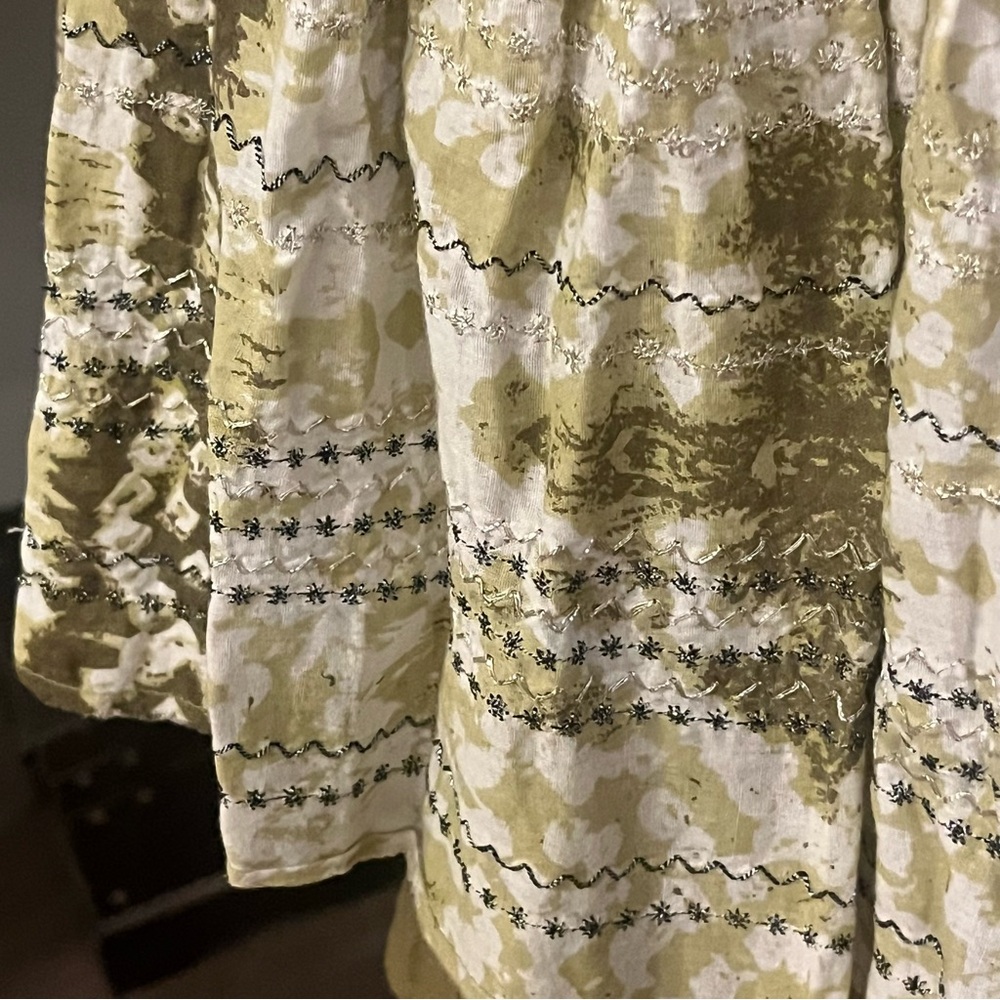 Free People Bohemian Layered Skirt Size 2 Knit Waist Gauzy Embroidered - Picture 3 of 6